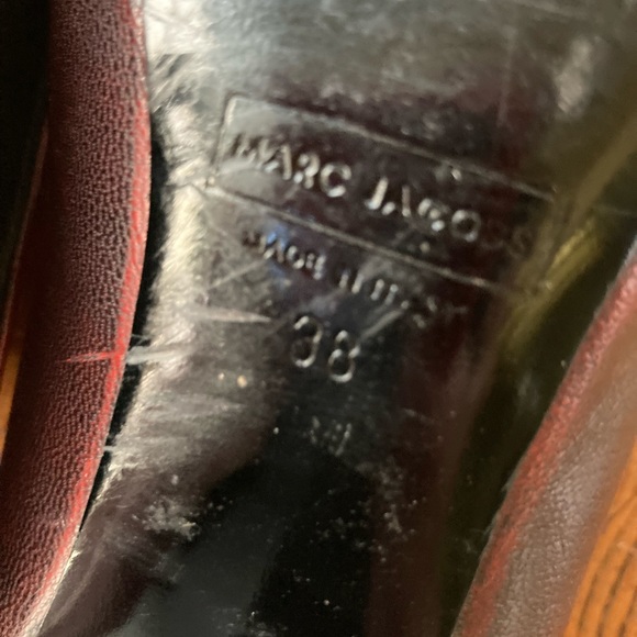 Marc Jacobs Red Leather Open Toe Pumps 38/8 - Picture 8 of 11